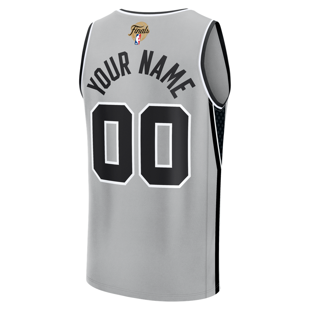 San Antonio Spurs Fanatics Youth 2026 NBA Finals Fast Break Custom Jersey - Statement Edition - Silver Official NBA Team Apparel Basketball Fan Gear