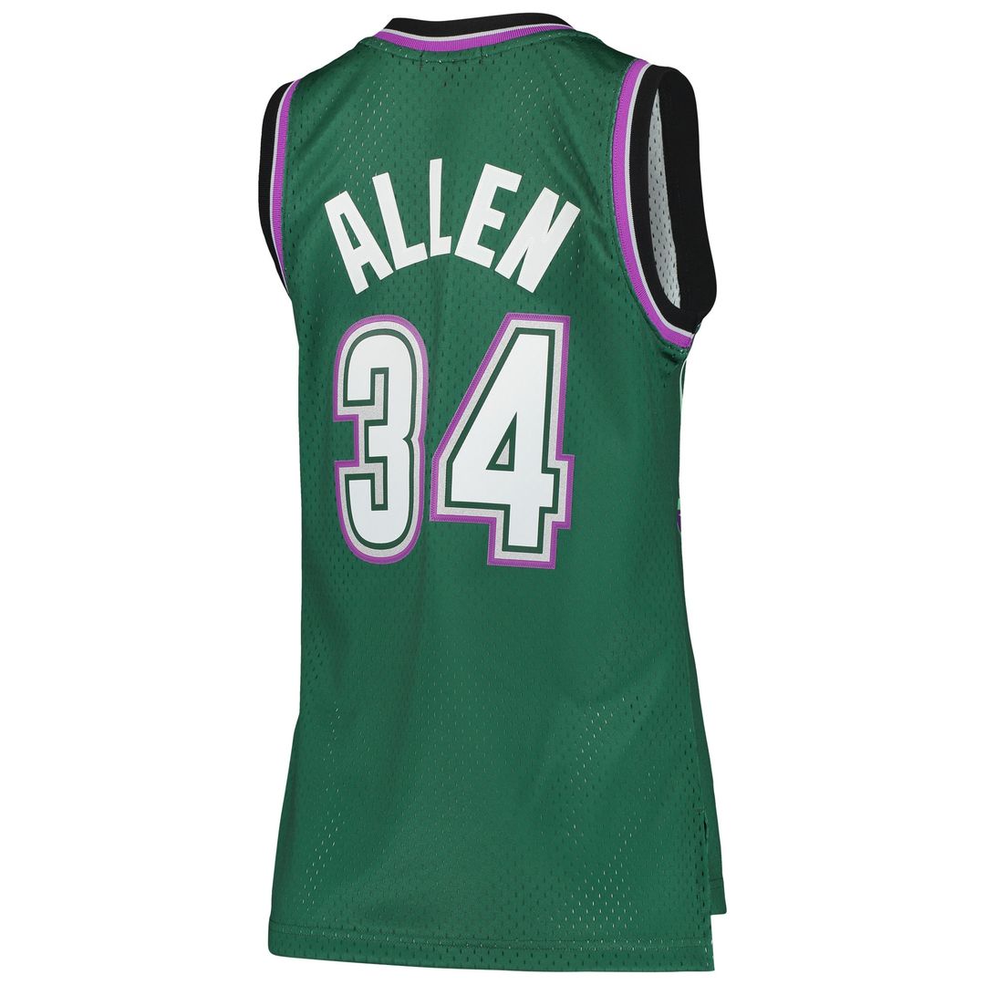 Ray Allen Milwaukee Bucks Mitchell & Ness Women's 1996/97 Hardwood Classics Swingman Jersey - Green Official NBA Team Apparel Basketball Fan Gear