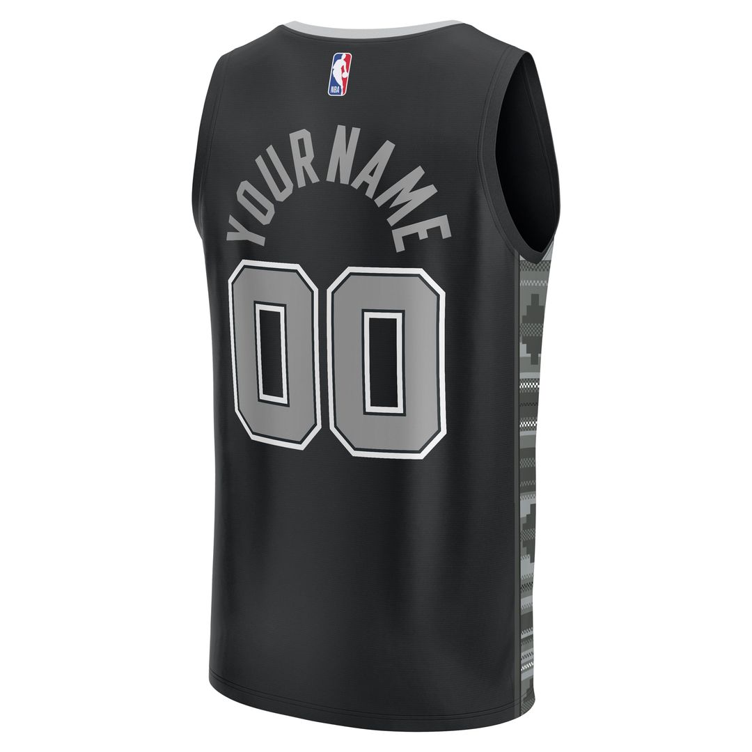 San Antonio Spurs Fanatics Fast Break Custom Replica Jersey - Black - Statement Edition Official NBA Team Apparel Basketball Fan Gear