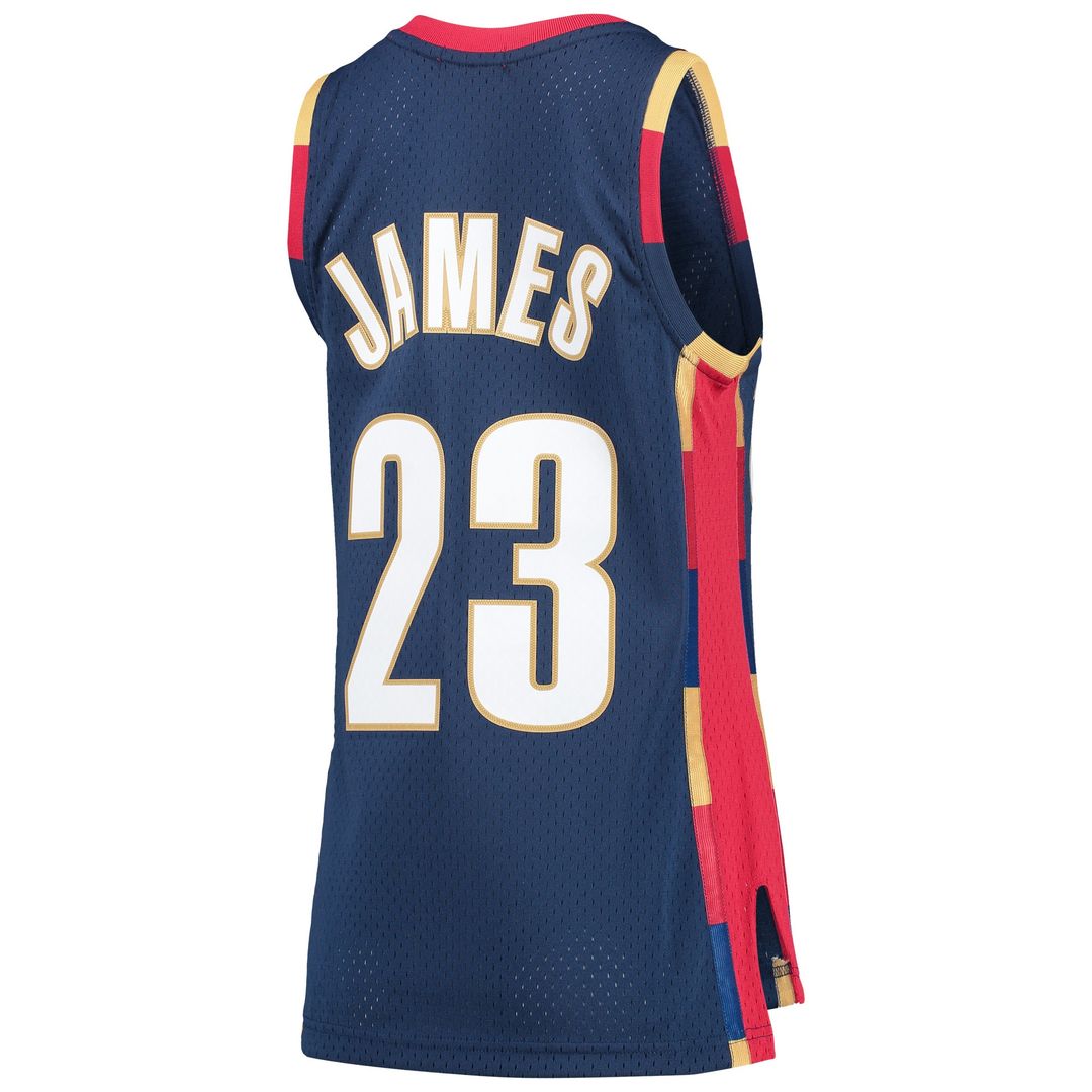LeBron James Cleveland Cavaliers Mitchell & Ness Women's Hardwood Classics Swingman Jersey - Navy Official NBA Team Apparel Basketball Fan Gear