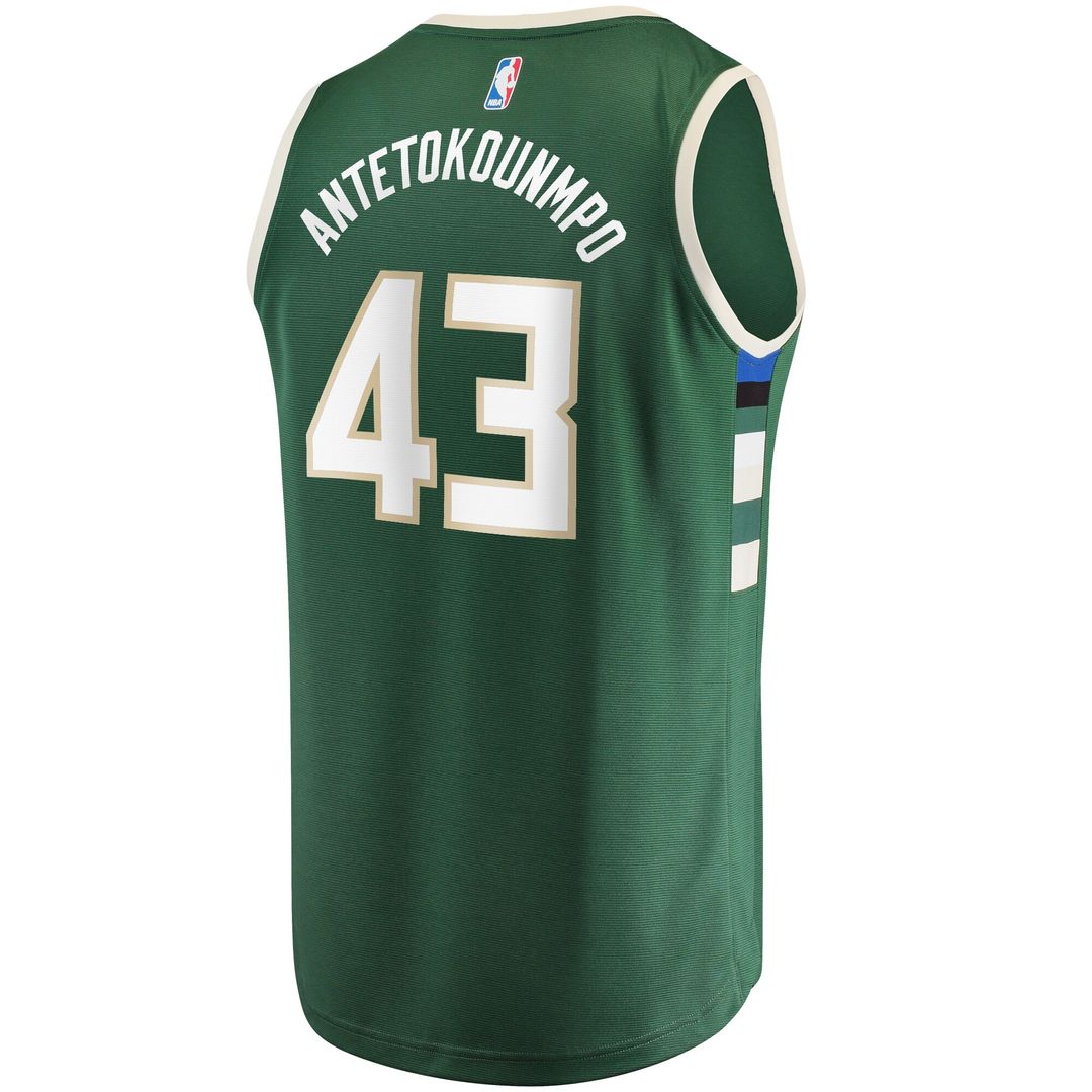 Thanasis Antetokounmpo Milwaukee Bucks Fanatics Fast Break Replica Player Jersey - Icon Edition - Hunter Green Official NBA Team Apparel Basketball Fa