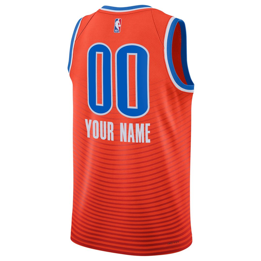 Oklahoma City Thunder Jordan Brand Unisex 2022/23 Swingman Custom Jersey - Statement Edition - Orange Official NBA Team Apparel Basketball Fan Gear