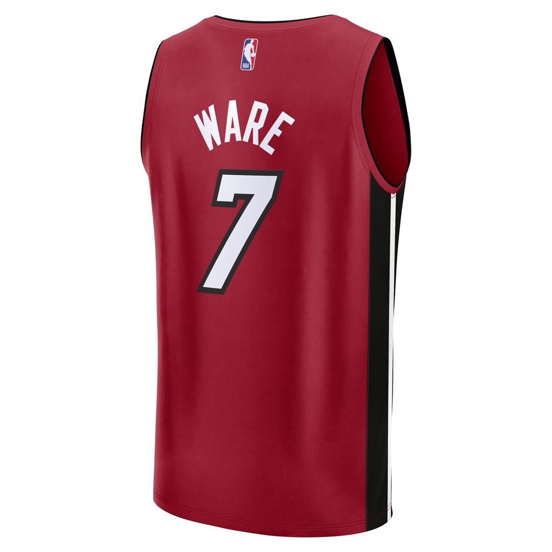 Kel'el Ware Miami Heat Fanatics Fast Break Player Jersey - Statement Edition - Red Official NBA Team Apparel Basketball Fan Gear
