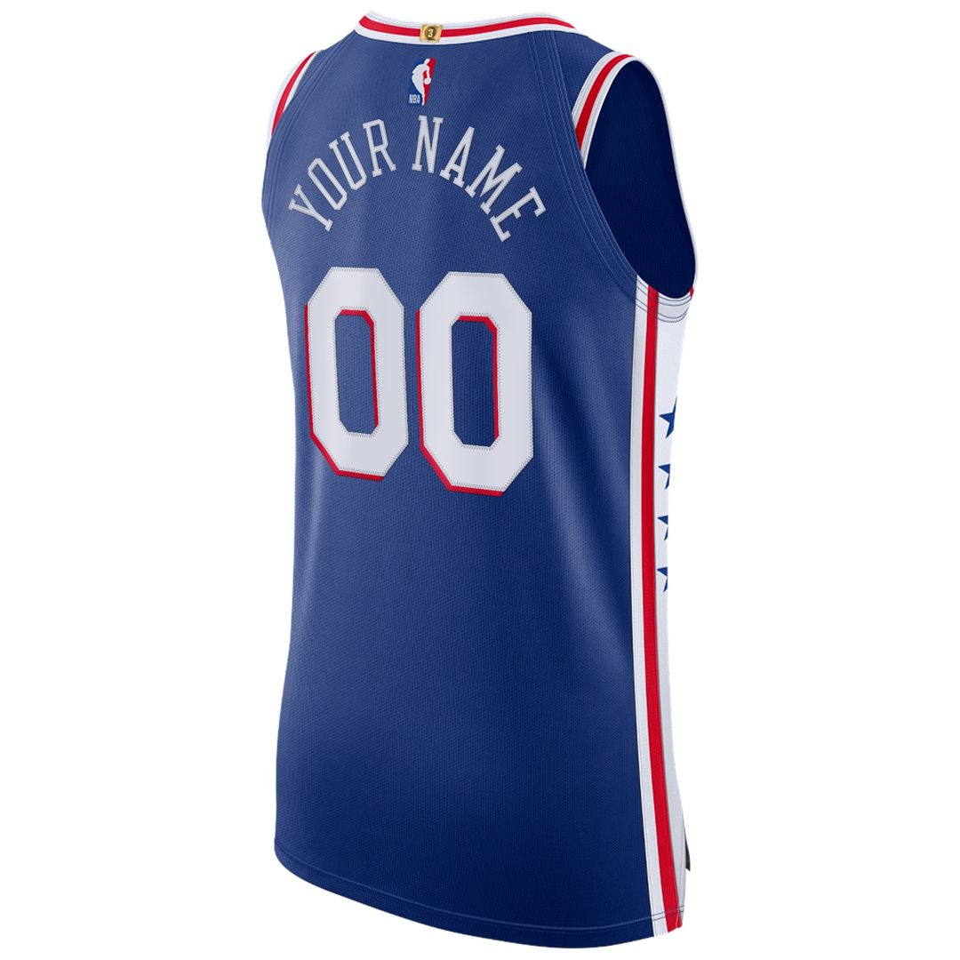 Philadelphia 76ers Nike Custom Authentic Jersey - Icon Edition - Royal Official NBA Team Apparel Basketball Fan Gear