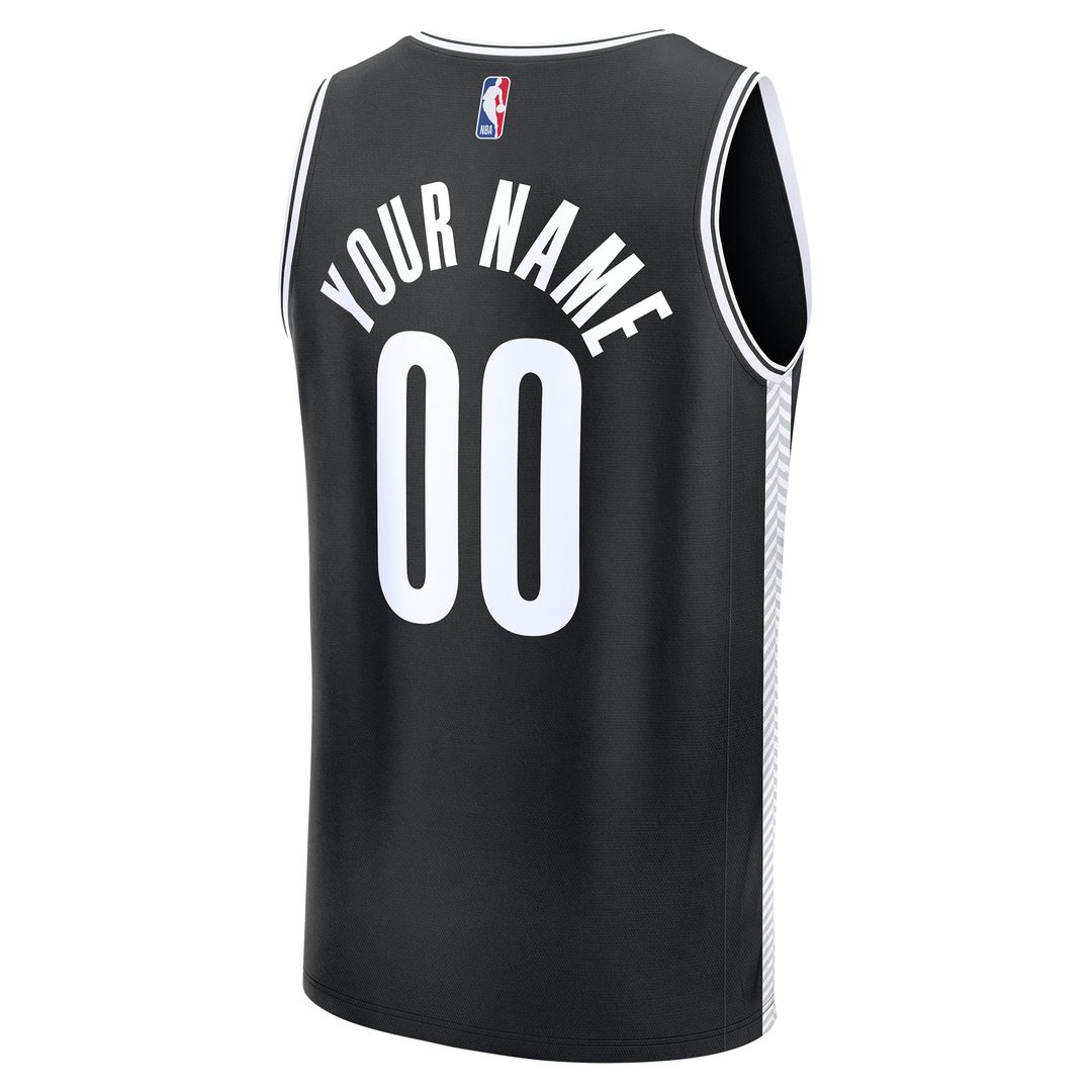 Brooklyn Nets Fanatics Fast Break Custom Jersey - Icon Edition - Black Official NBA Team Apparel Basketball Fan Gear