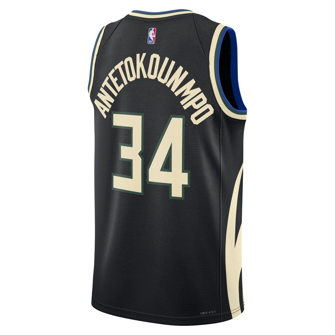 Giannis Antetokounmpo Milwaukee Bucks Jordan Brand Unisex Swingman Jersey - Statement Edition - Black Official NBA Team Apparel Basketball Fan Gear