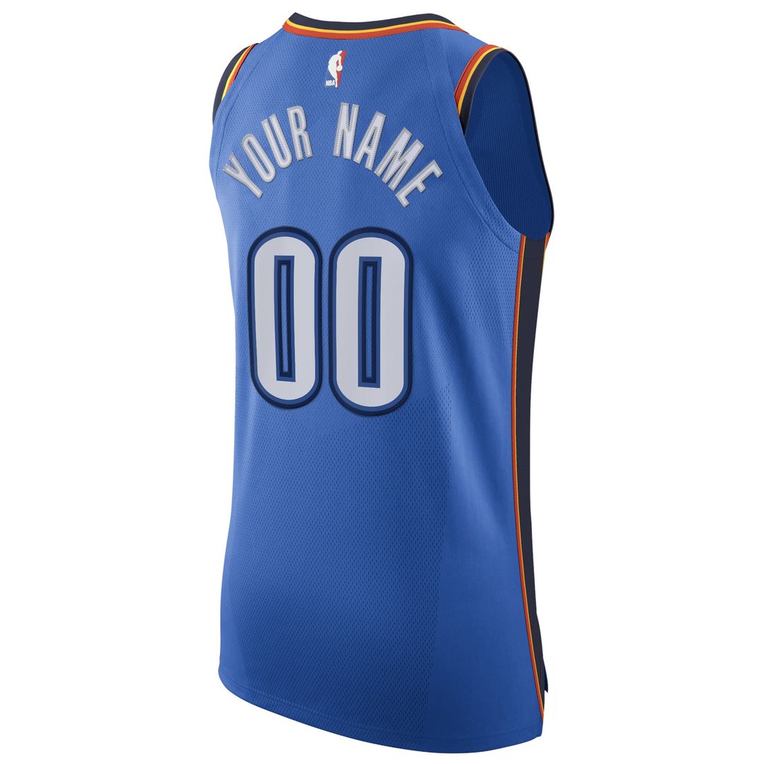 Oklahoma City Thunder Nike Authentic Custom Jersey Blue - Icon Edition Official NBA Team Apparel Basketball Fan Gear