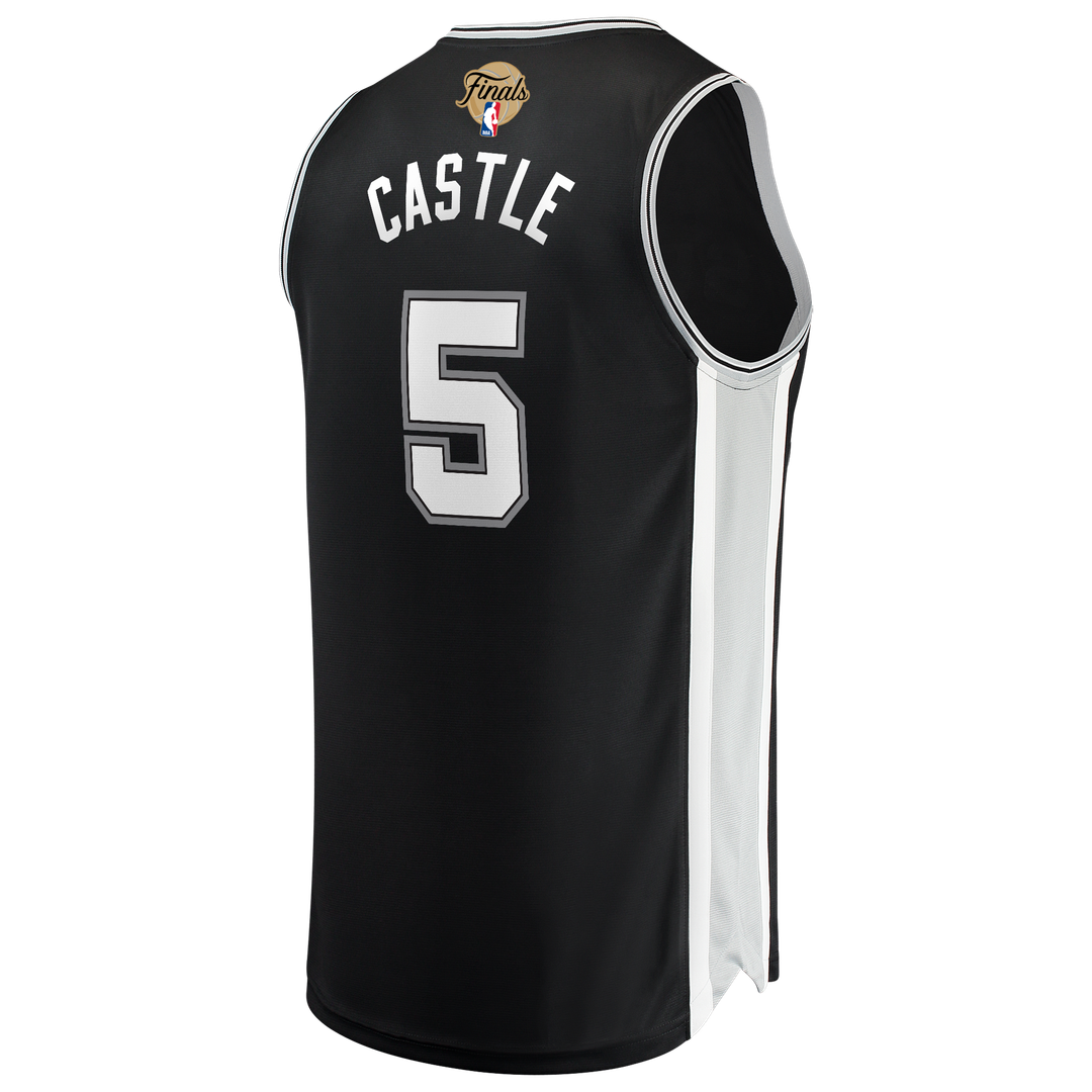 Stephon Castle San Antonio Spurs Fanatics 2026 NBA Finals Patch Fast Break Jersey - Icon Edition - Black Official NBA Team Apparel Basketball Fan Gear