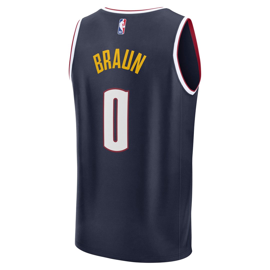 Christian Braun Denver Nuggets Fanatics Fast Break Replica Player Jersey - Icon Edition - Navy Official NBA Team Apparel Basketball Fan Gear