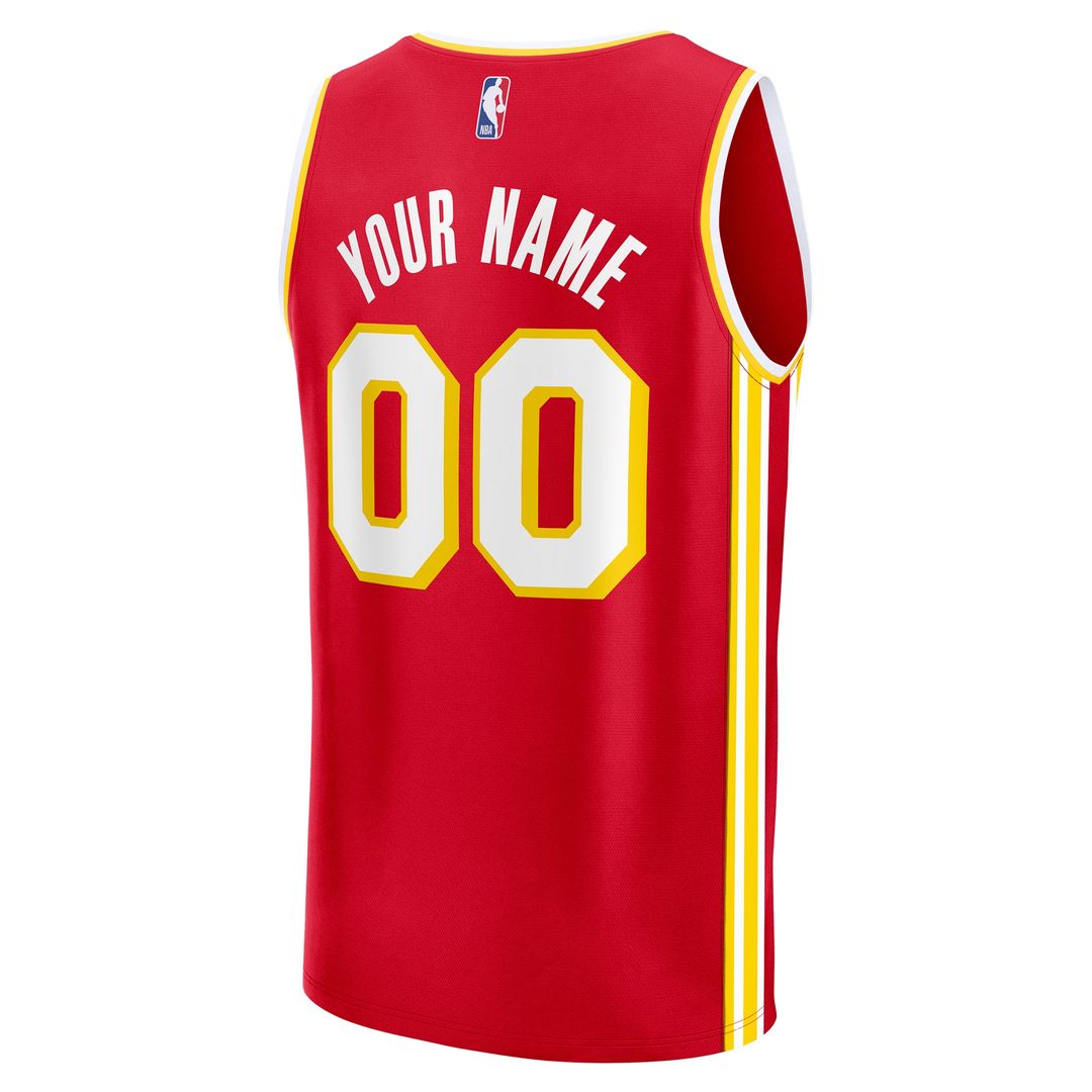 Atlanta Hawks Fanatics Fast Break Custom Jersey - Icon Edition - Red Official NBA Team Apparel Basketball Fan Gear