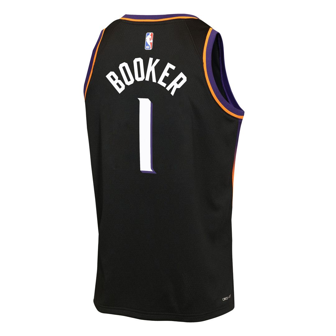 Devin Booker Phoenix Suns Jordan Brand Youth Swingman Jersey - Statement Edition - Black Official NBA Team Apparel Basketball Fan Gear