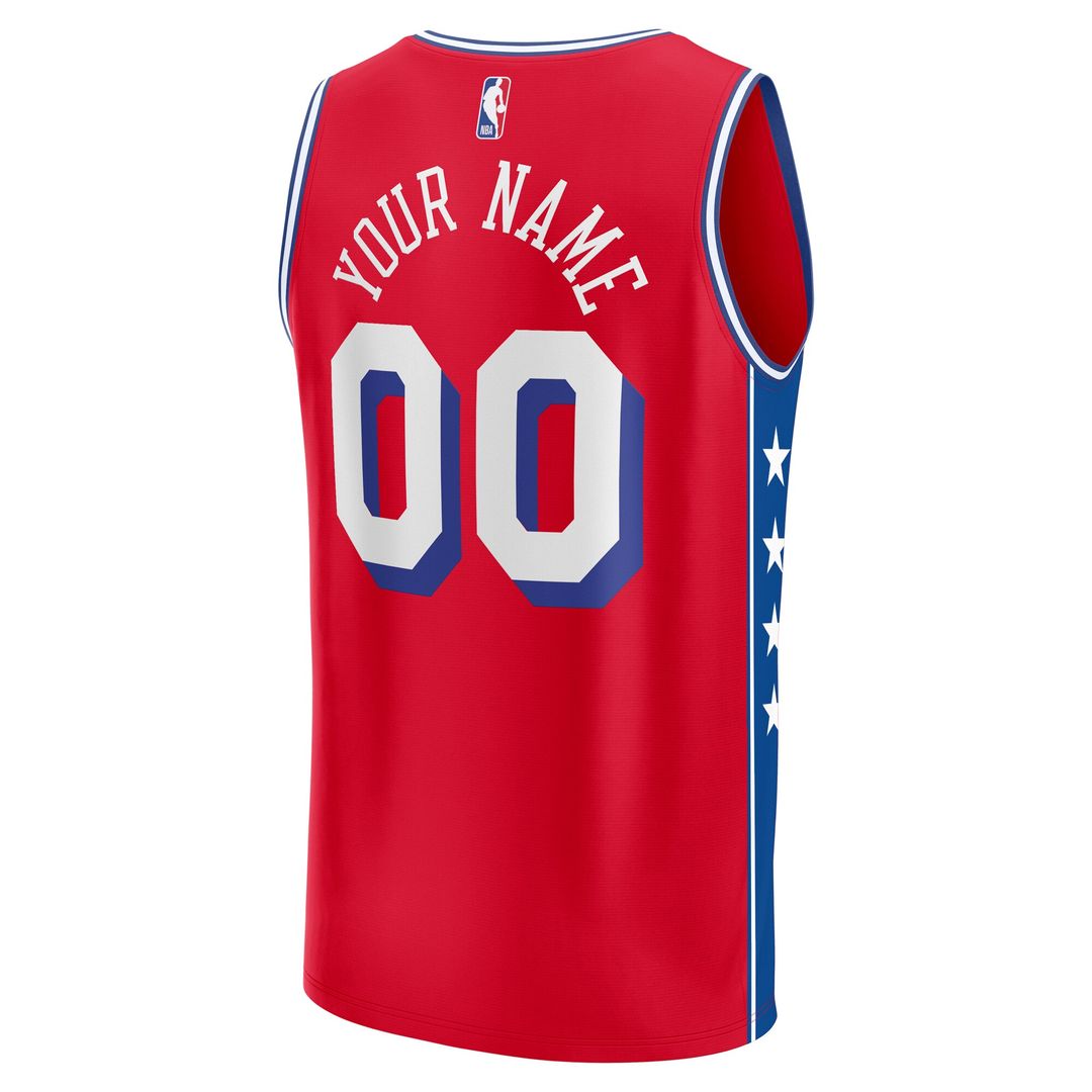 Philadelphia 76ers Fanatics Youth Fast Break Replica Custom Jersey - Statement Edition - Red Official NBA Team Apparel Basketball Fan Gear