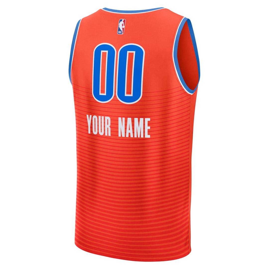 Oklahoma City Thunder Fanatics Youth Fast Break Custom Jersey - Statement Edition - Orange Official NBA Team Apparel Basketball Fan Gear