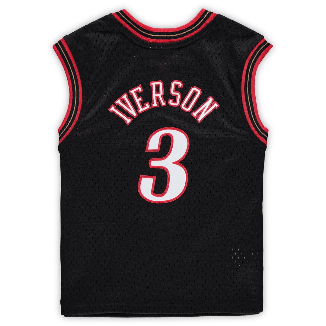 Allen Iverson Philadelphia 76ers Mitchell & Ness Preschool 2000-2001 Hardwood Classics Throwback Team Jersey - Black Official NBA Team Apparel Basketb