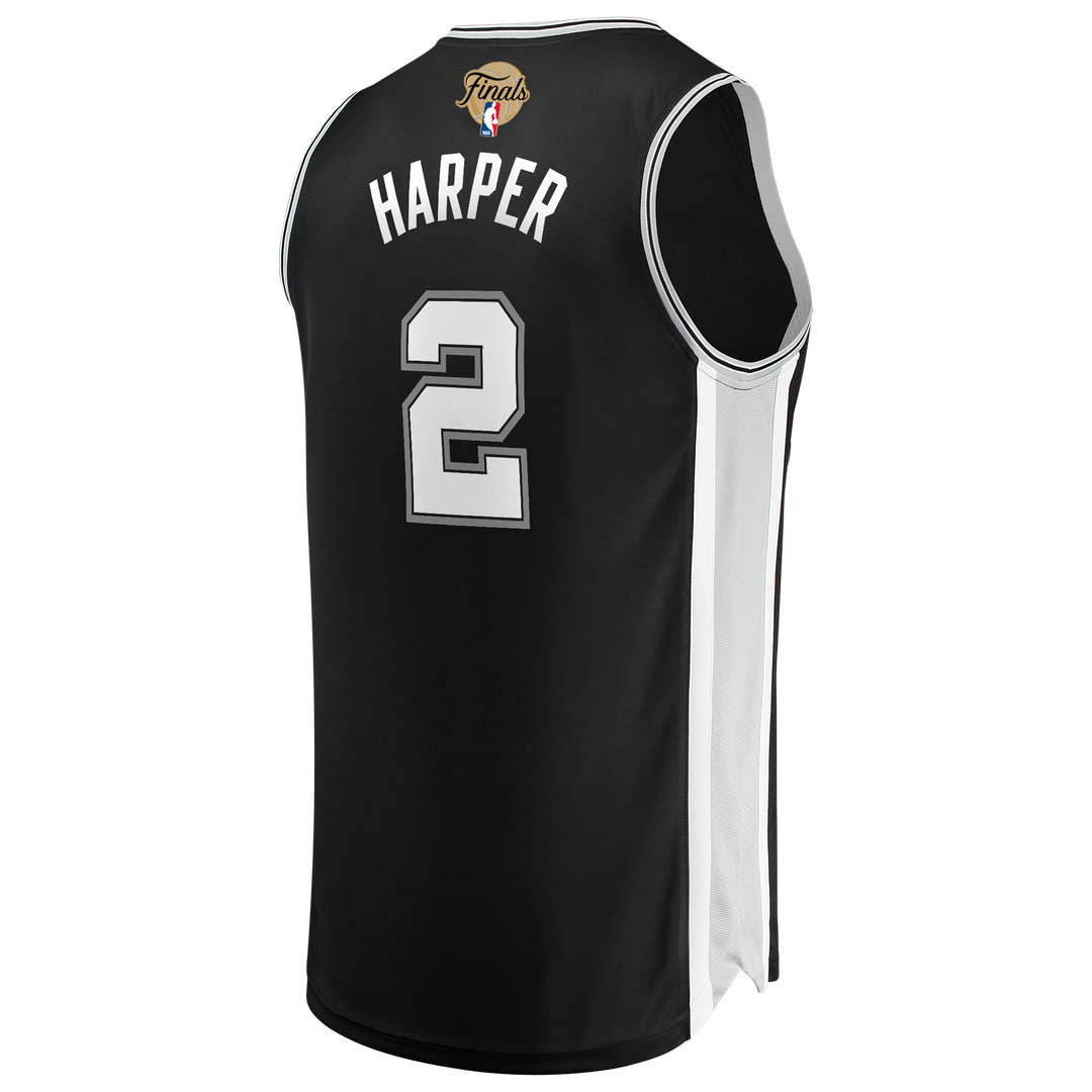 Dylan Harper San Antonio Spurs Fanatics 2026 NBA Finals Patch Fast Break Jersey - Icon Edition - Black Official NBA Team Apparel Basketball Fan Gear