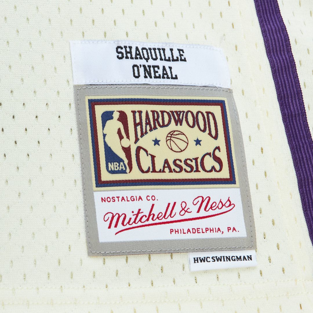 Shaquille O'Neal Los Angeles Lakers Mitchell & Ness Chainstitch Swingman Jersey - Cream Official NBA Team Apparel Basketball Fan Gear