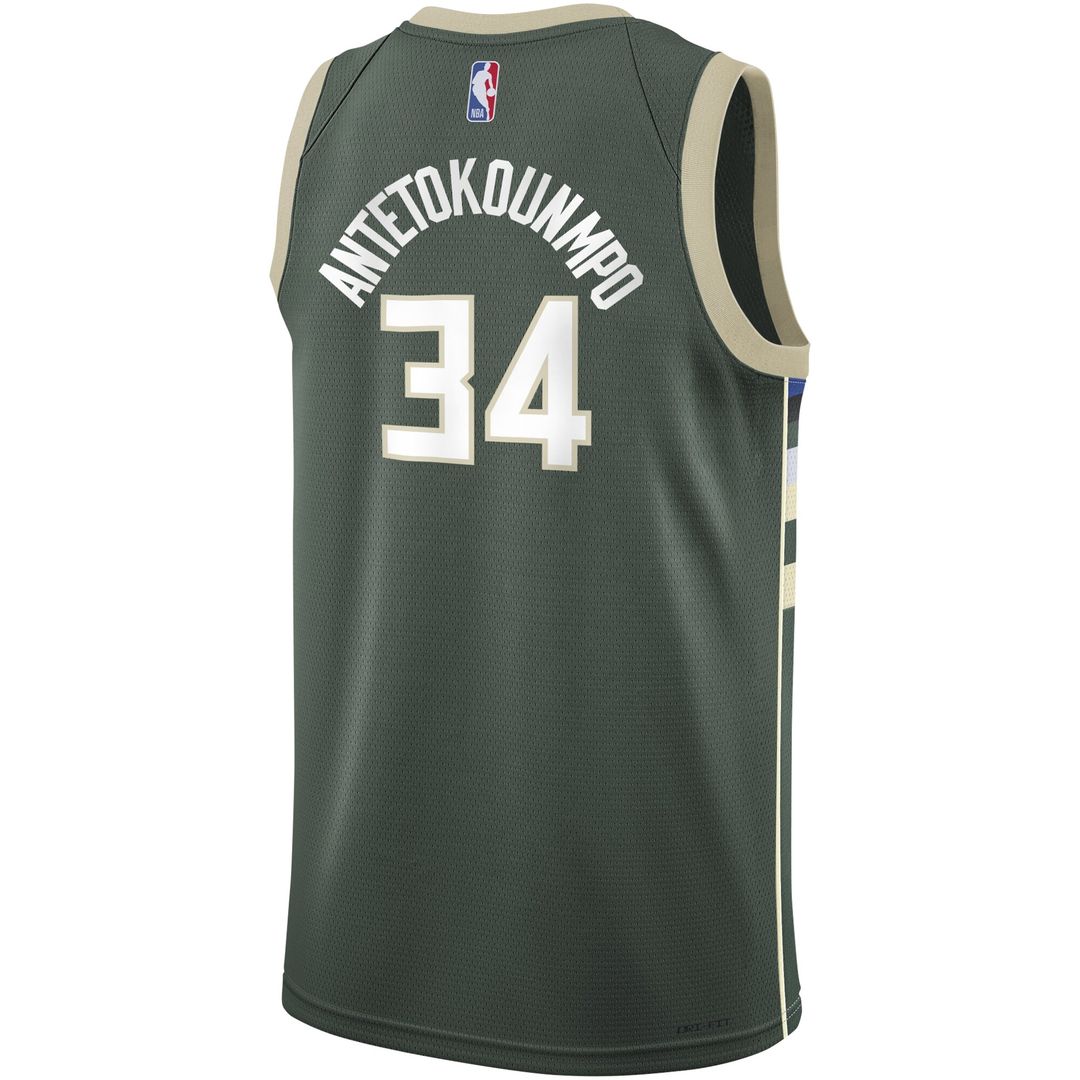 Giannis Antetokounmpo Milwaukee Bucks Nike Youth Swingman Jersey - Icon Edition - Hunter Green Official NBA Team Apparel Basketball Fan Gear