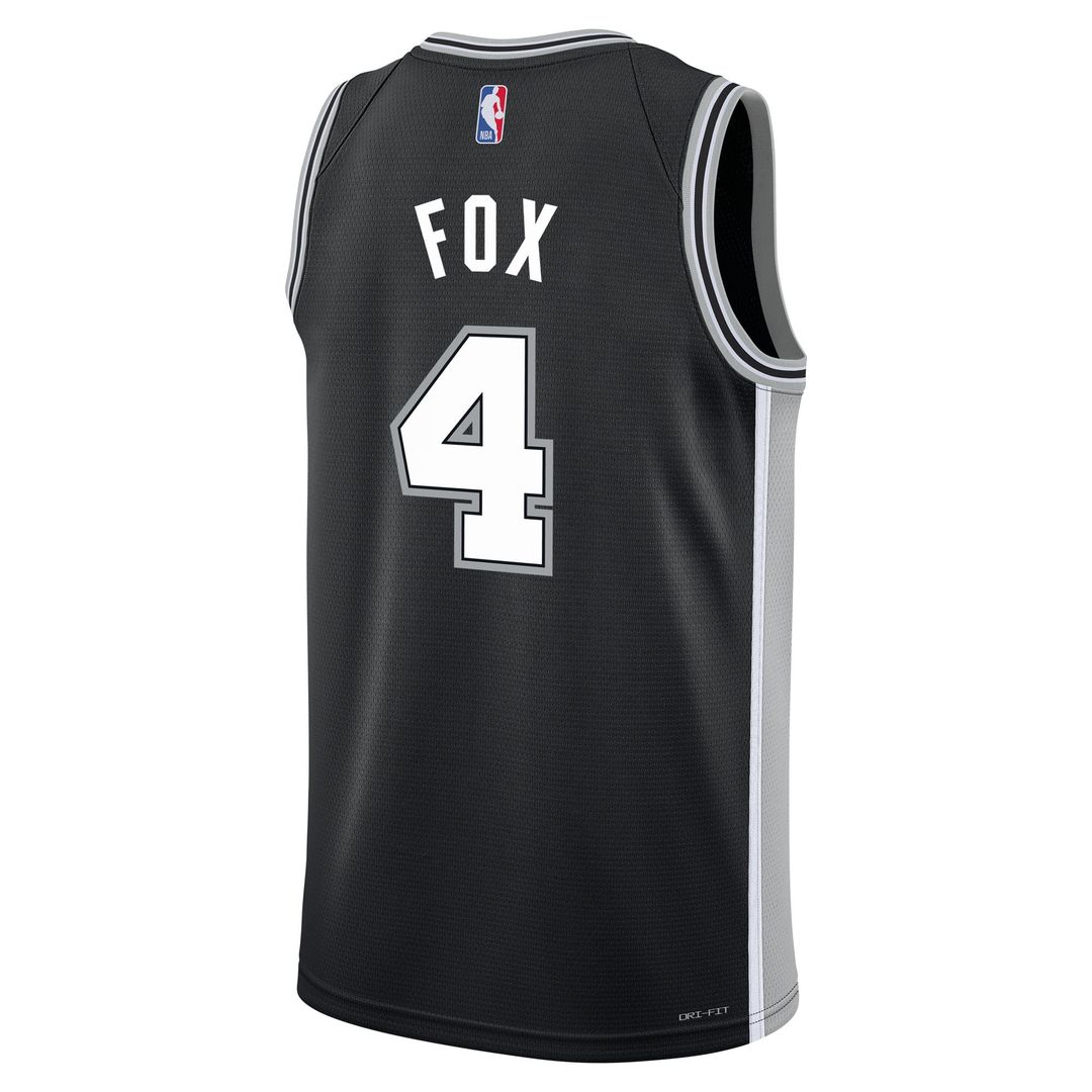 De'Aaron Fox San Antonio Spurs Nike Youth Swingman Jersey - Icon Edition - Black Official NBA Team Apparel Basketball Fan Gear