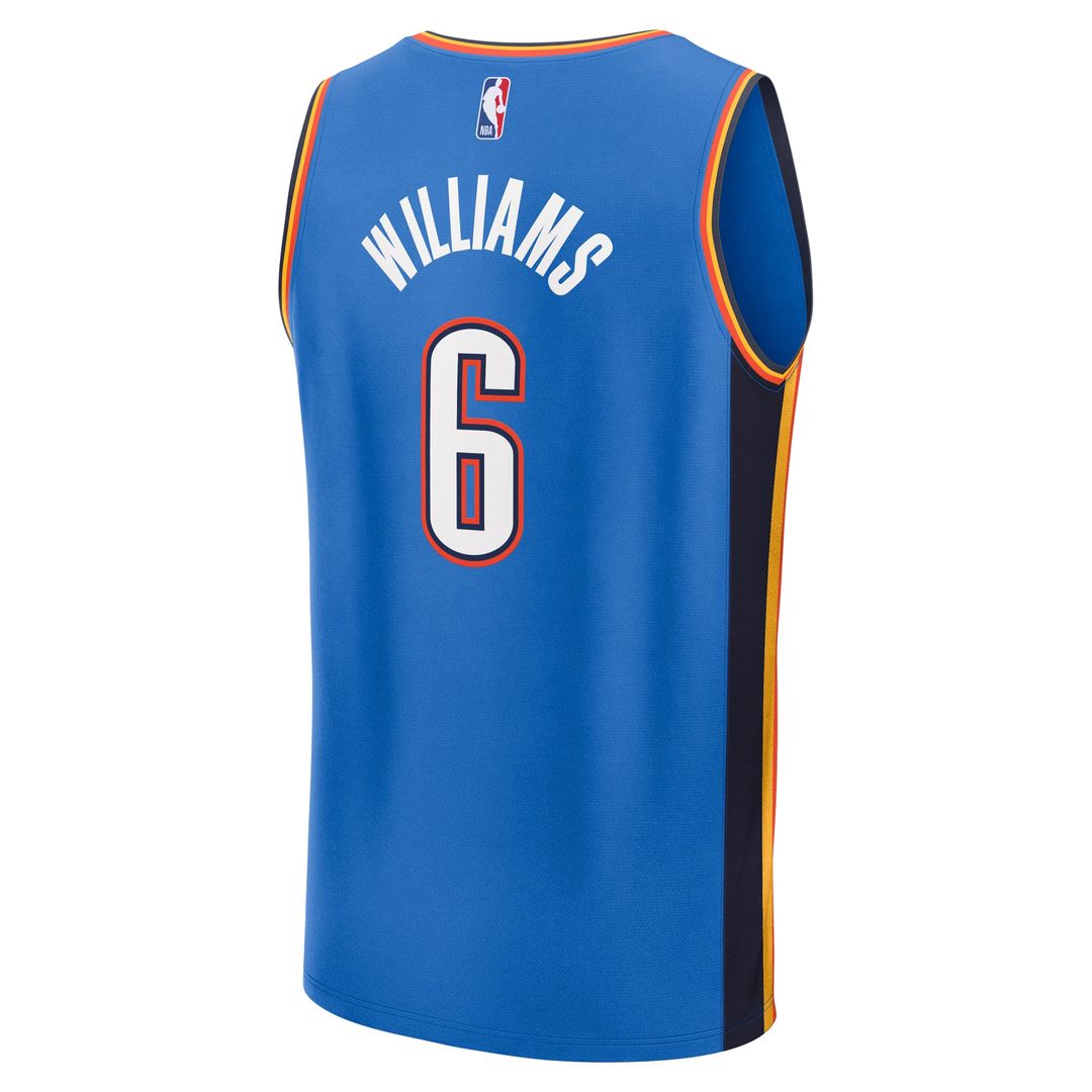 Jaylin Williams Oklahoma City Thunder Fanatics Fast Break Replica Player Jersey - Icon Edition - Blue Official NBA Team Apparel Basketball Fan Gear