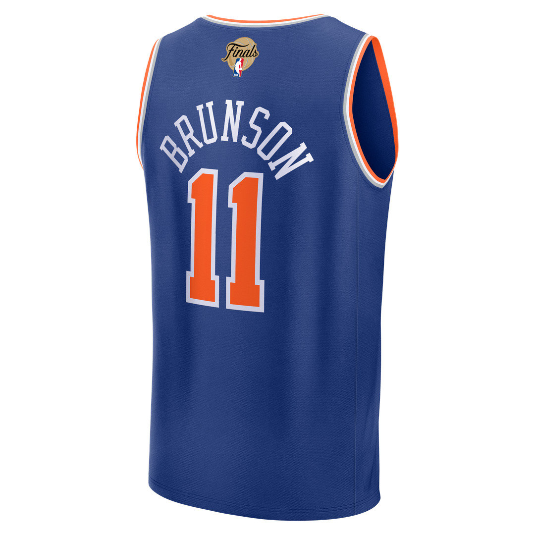 Jalen Brunson New York Knicks Fanatics Youth 2026 NBA Finals Patch Fast Break Jersey - Blue - Icon Edition Official NBA Team Apparel Basketball Fan Ge