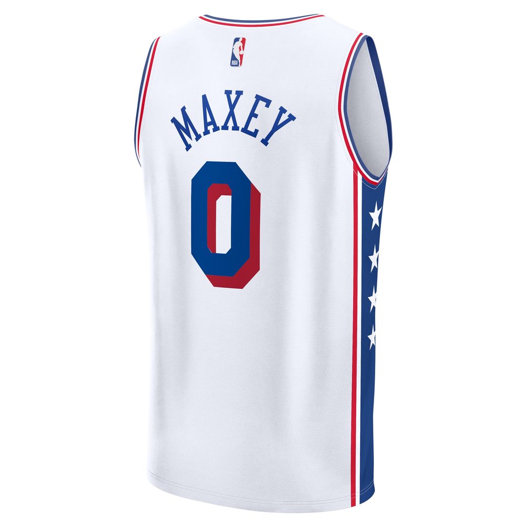Tyrese Maxey Philadelphia 76ers Fanatics Fast Break Replica Player Jersey - Association Edition - White Official NBA Team Apparel Basketball Fan Gear