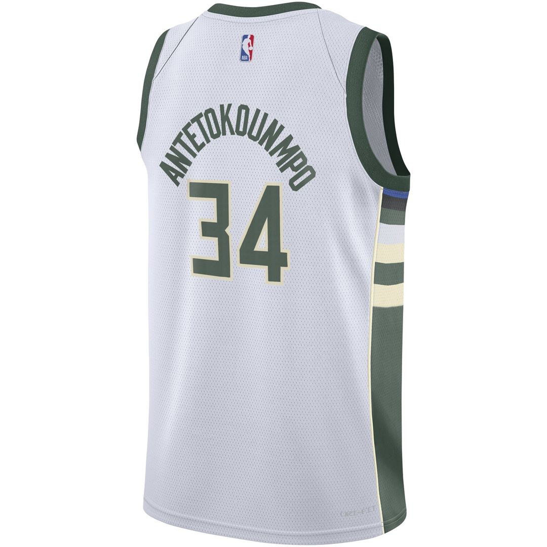 Giannis Antetokounmpo Milwaukee Bucks Nike Youth Swingman Jersey - Association Edition - White Official NBA Team Apparel Basketball Fan Gear