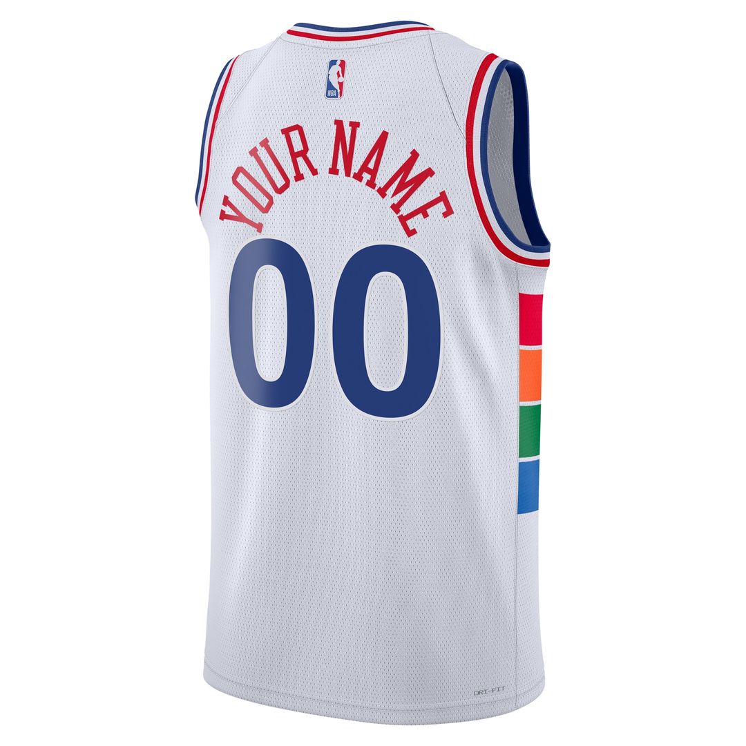 Philadelphia 76ers Nike Unisex 2024/25 Custom Swingman Jersey - City Edition - White Official NBA Team Apparel Basketball Fan Gear