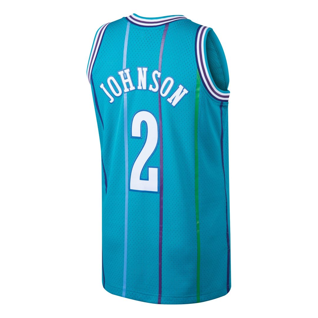 Larry Johnson Charlotte Hornets Mitchell & Ness 1992/93 Hardwood Classics Swingman Jersey - Teal Official NBA Team Apparel Basketball Fan Gear