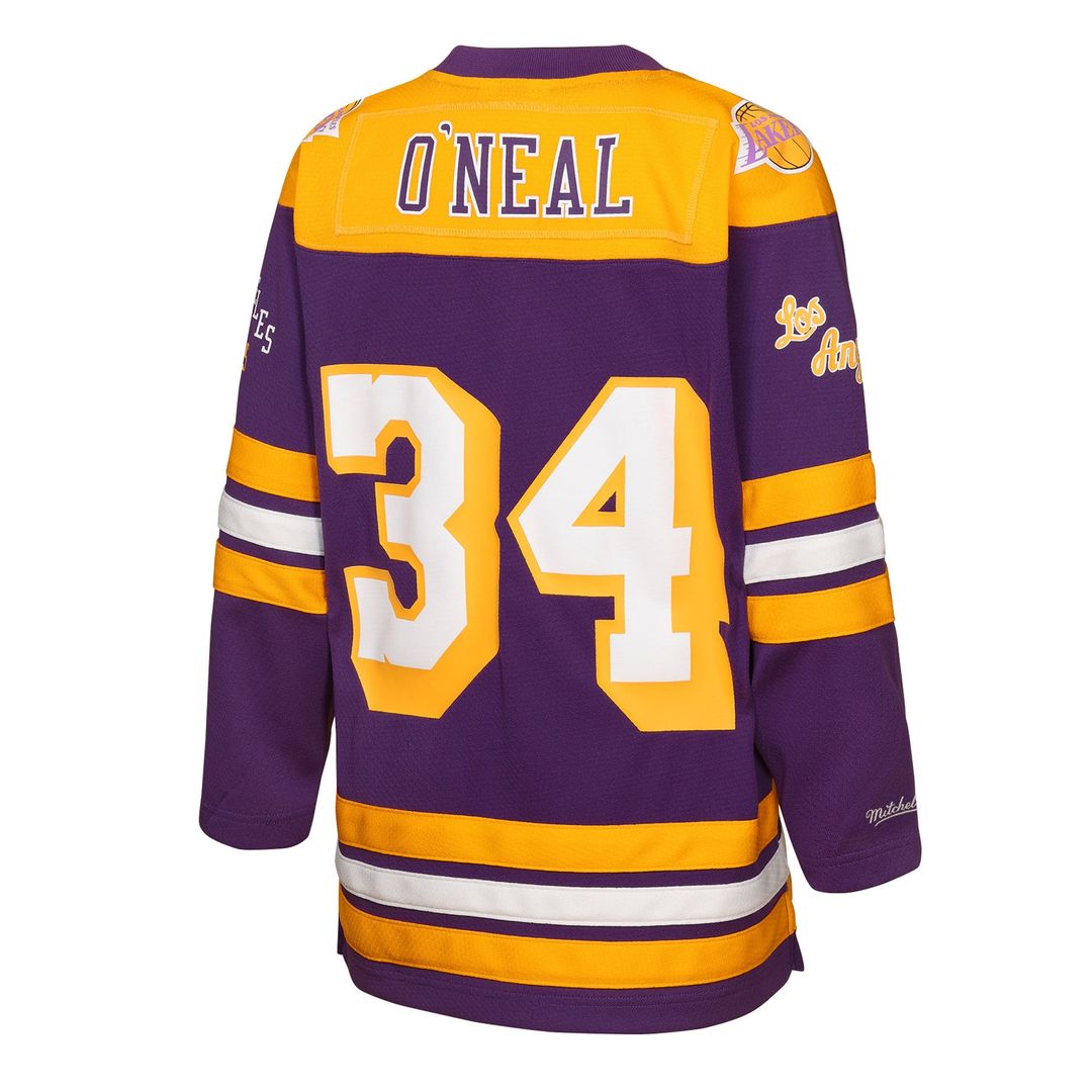 Shaquille O'Neal Los Angeles Lakers Mitchell & Ness Youth Maxxed Out 2.0 Fashion Hockey Jersey - Purple Official NBA Team Apparel Basketball Fan Gear