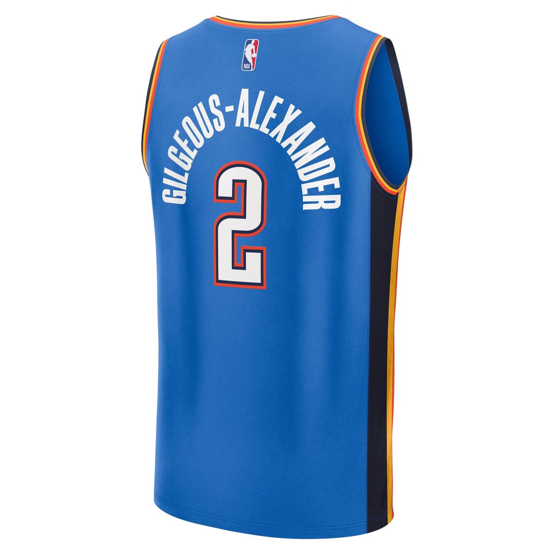 Shai Gilgeous-Alexander Oklahoma City Thunder Fanatics Fast Break Replica Player Jersey - Icon Edition - Blue Official NBA Team Apparel Basketball Fan