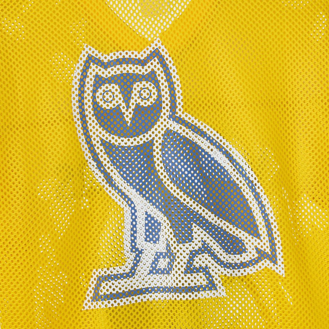 Golden State Warriors OVO x NBA Mesh Football Fashion Jersey - Gold Official NBA Team Apparel Basketball Fan Gear