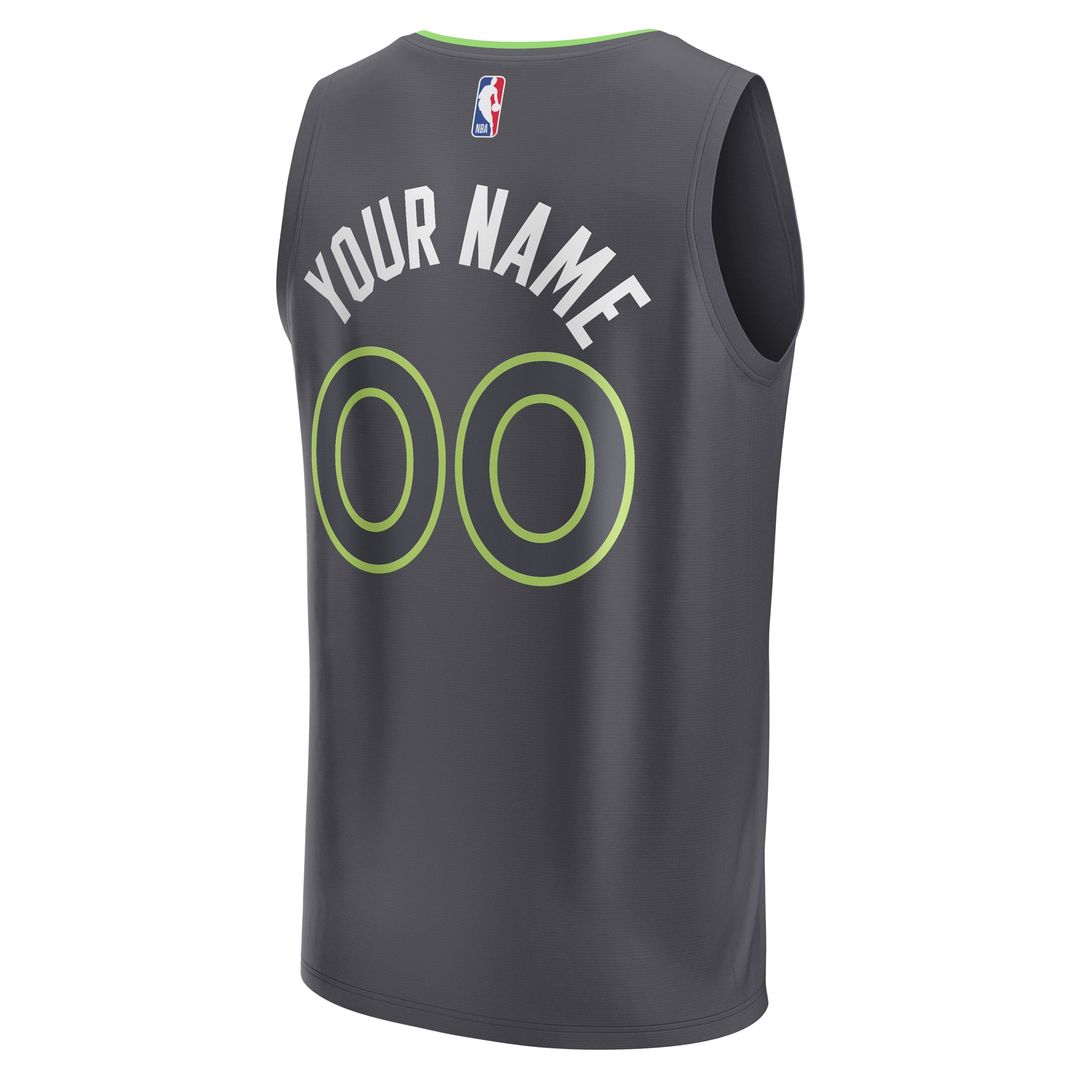Minnesota Timberwolves Fanatics Youth Custom Fast Break Jersey - Statement Edition - Black Official NBA Team Apparel Basketball Fan Gear