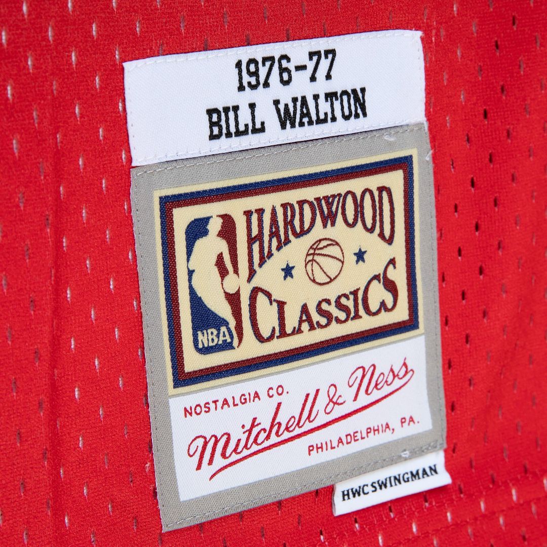 Bill Walton Portland Trail Blazers Mitchell & Ness 1976/77 Hardwood Classics Fadeaway Swingman Player Jersey - Red/Black Official NBA Team Apparel Bas