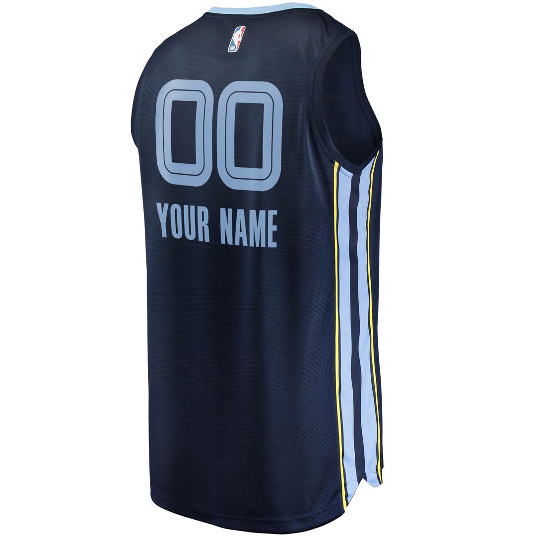Memphis Grizzlies Fanatics Fast Break Custom Replica Jersey Navy - Icon Edition Official NBA Team Apparel Basketball Fan Gear