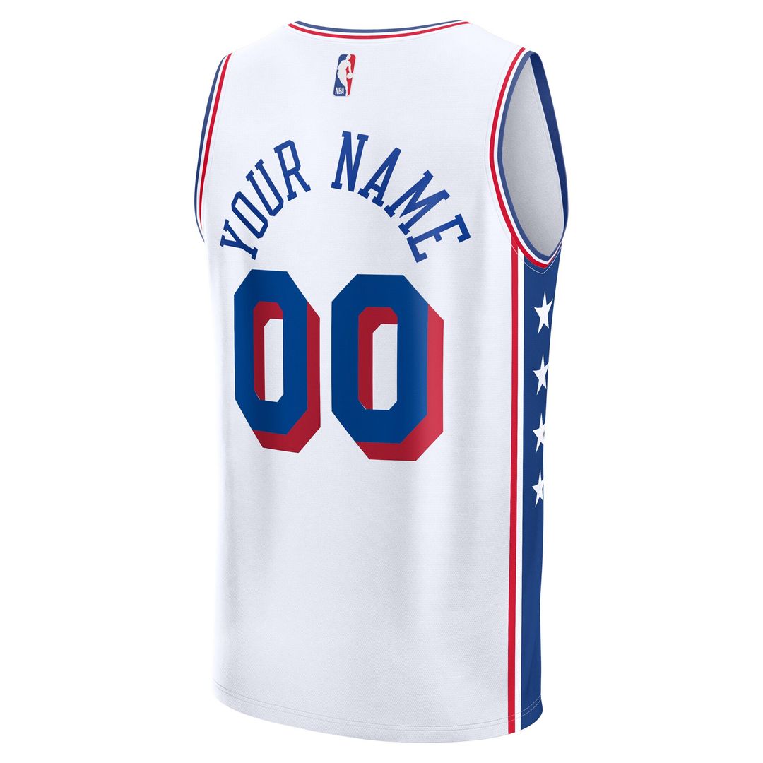 Philadelphia 76ers Fanatics Youth Fast Break Custom Replica Jersey - Blue - Icon Edition Official NBA Team Apparel Basketball Fan Gear
