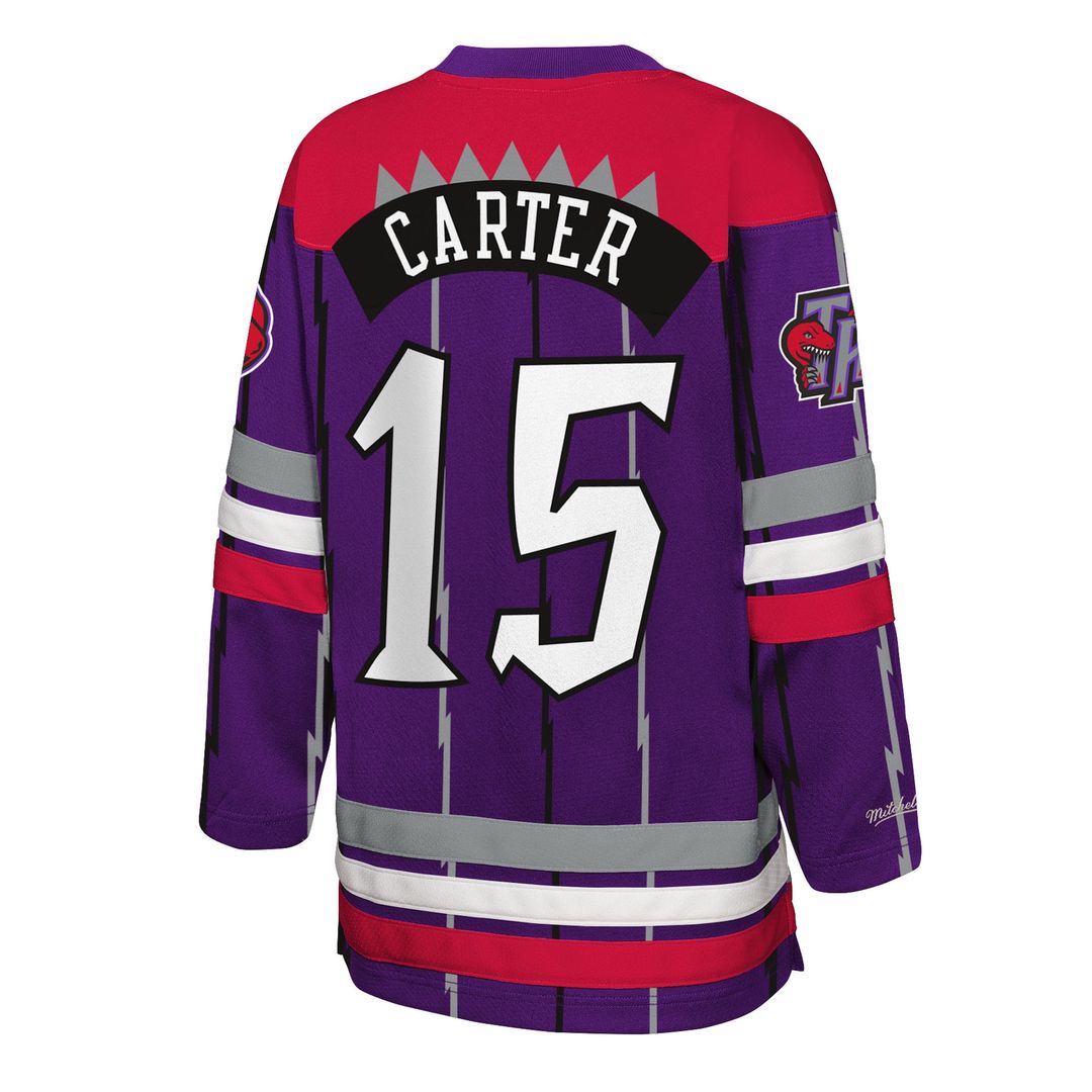Vince Carter Toronto Raptors Mitchell & Ness Youth Maxxed Out 2.0 Fashion Hockey Jersey - Purple Official NBA Team Apparel Basketball Fan Gear