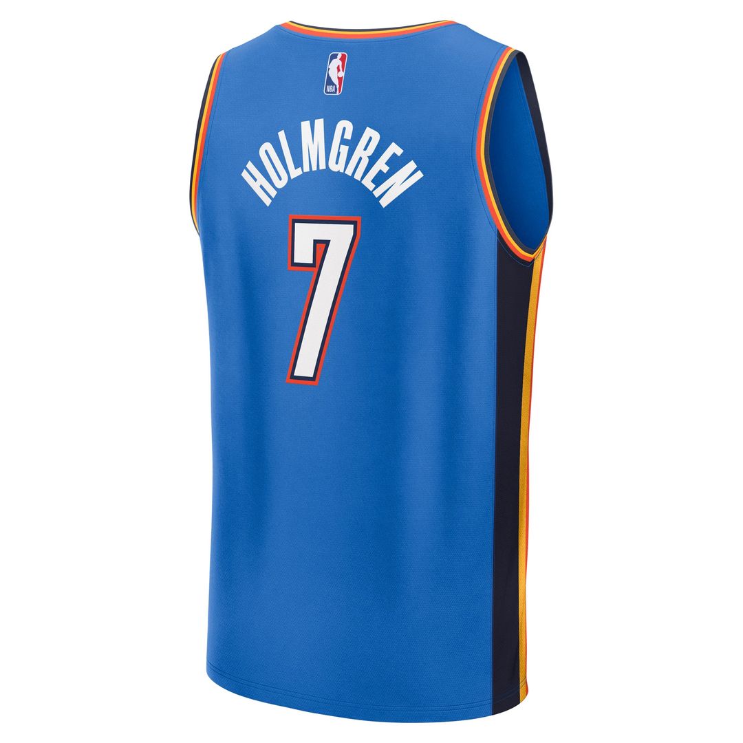 Chet Holmgren Oklahoma City Thunder Fanatics Fast Break Replica Player Jersey - Icon Edition - Blue Official NBA Team Apparel Basketball Fan Gear