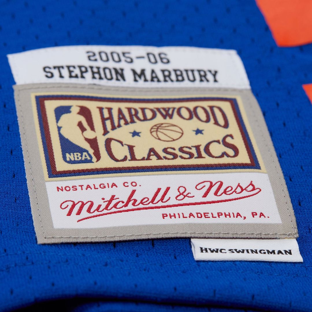 Stephon Marbury New York Knicks Mitchell & Ness 2005/06 Hardwood Classics Swingman Jersey - Blue Official NBA Team Apparel Basketball Fan Gear