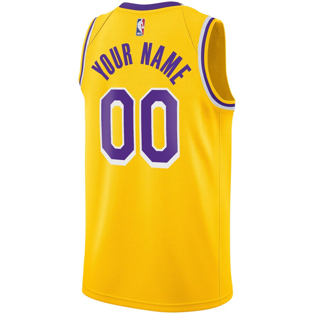 Los Angeles Lakers Nike Custom Swingman Jersey Gold - Icon Edition Official NBA Team Apparel Basketball Fan Gear