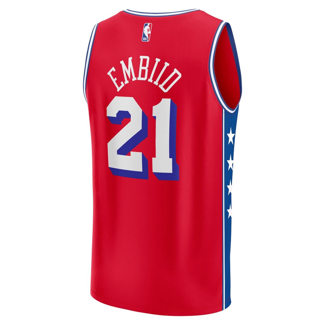 Joel Embiid Philadelphia 76ers Fanatics Fast Break Replica Player Jersey - Statement Edition - Red Official NBA Team Apparel Basketball Fan Gear