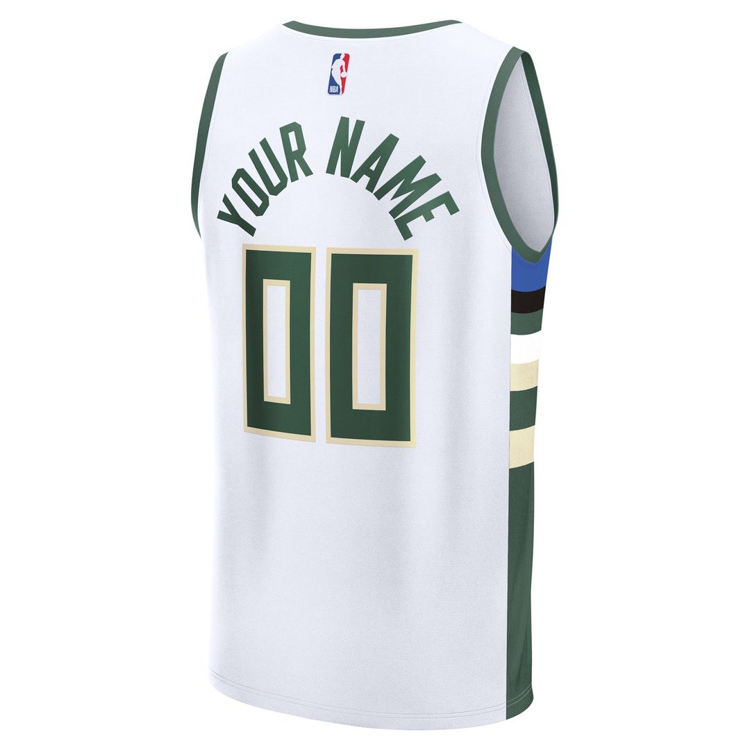 Milwaukee Bucks Fanatics Youth Fast Break Custom Replica Jersey - Green - Icon Edition Official NBA Team Apparel Basketball Fan Gear