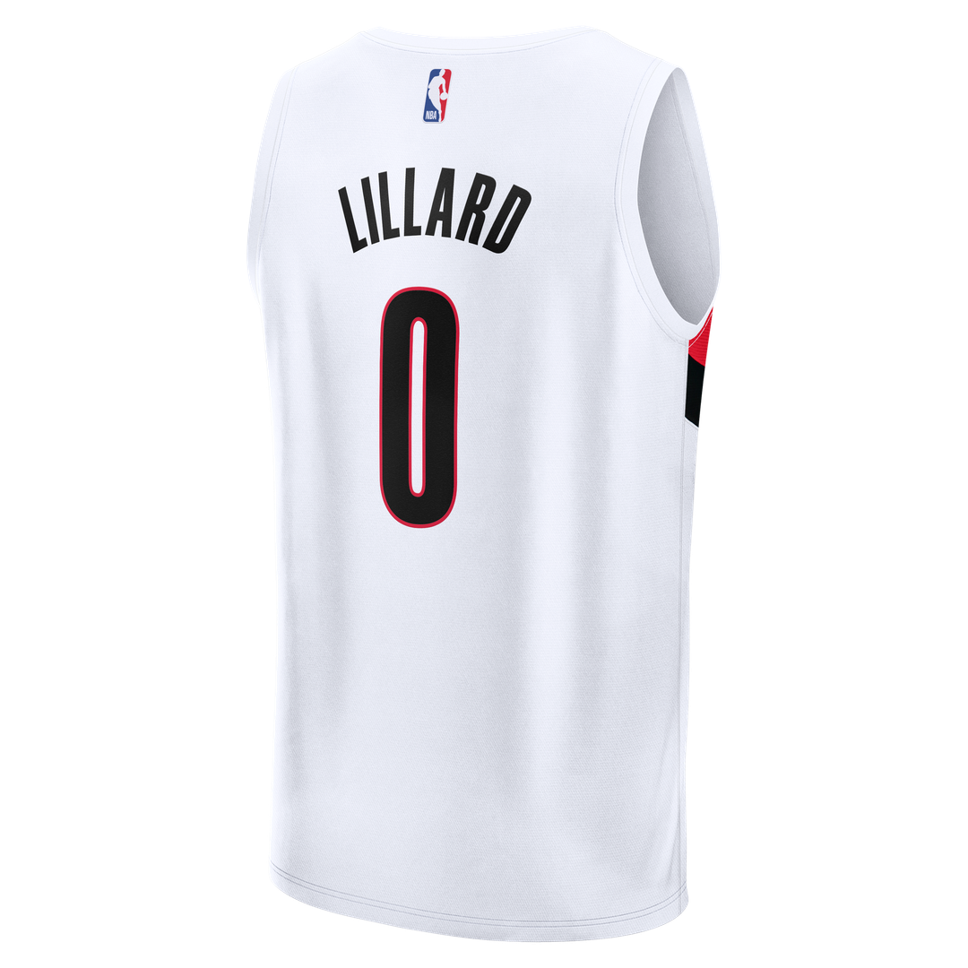 Damian Lillard Portland Trail Blazers Fanatics Youth Fast Break Replica Jersey - White - Association Edition Official NBA Team Apparel Basketball Fan