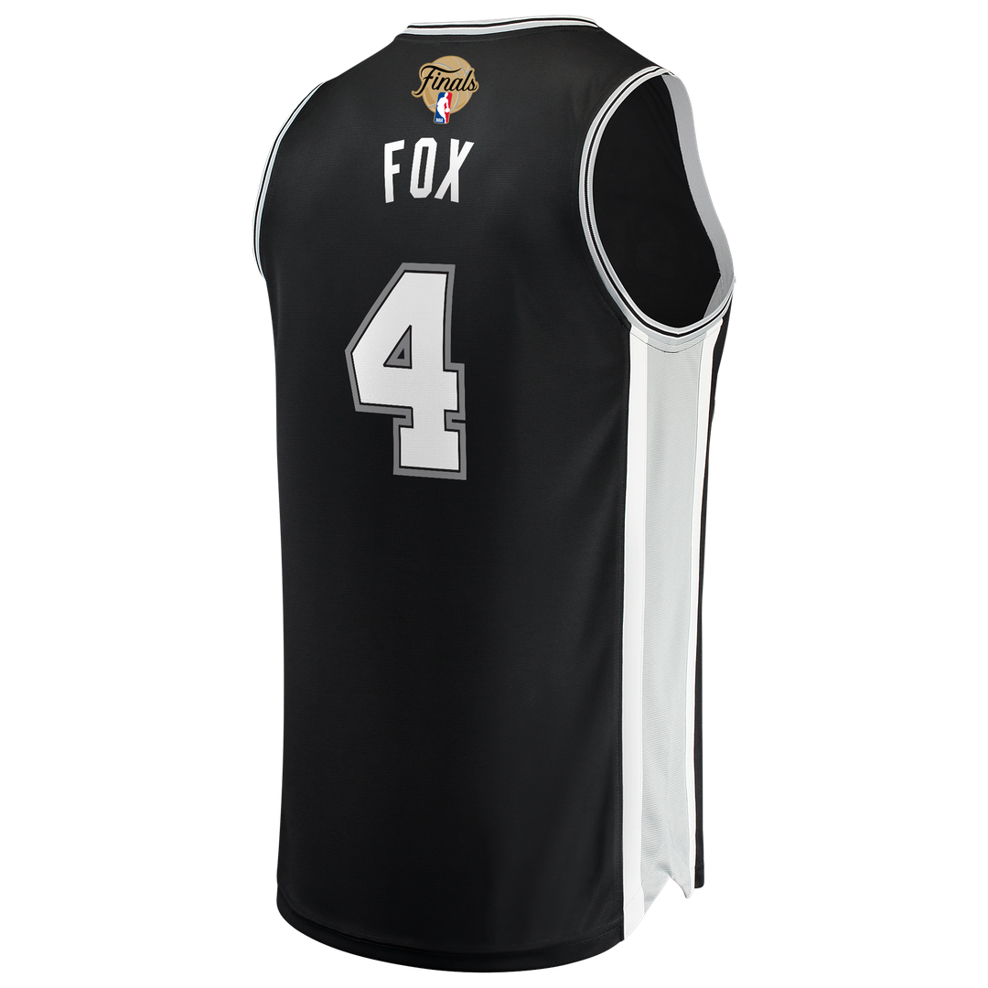 De'Aaron Fox San Antonio Spurs Fanatics 2026 NBA Finals Patch Fast Break Jersey - Icon Edition - Black Official NBA Team Apparel Basketball Fan Gear