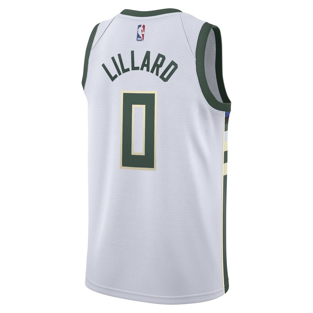 Damian Lillard Milwaukee Bucks Nike Unisex Swingman Player Jersey - Association Edition - White Official NBA Team Apparel Basketball Fan Gear