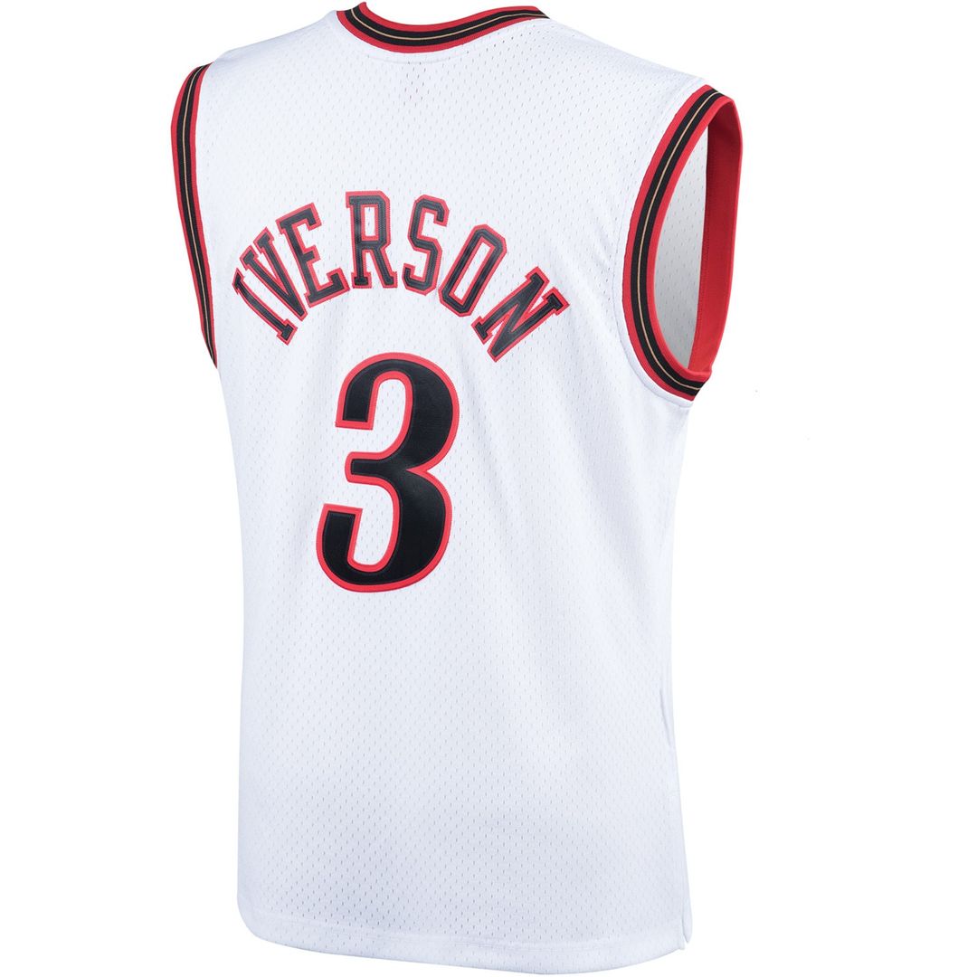 Allen Iverson Philadelphia 76ers Mitchell & Ness Hardwood Classics Swingman Jersey - White Official NBA Team Apparel Basketball Fan Gear