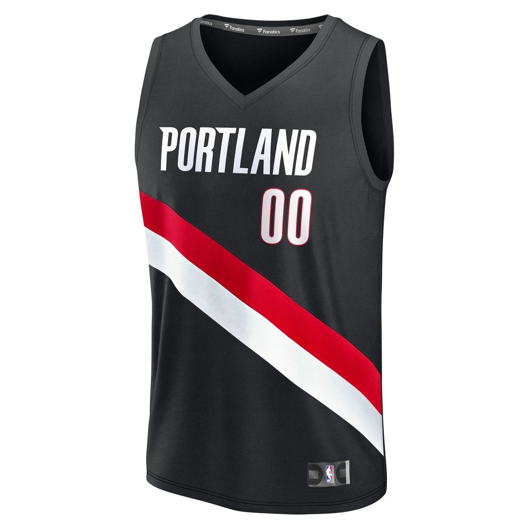 Portland Trail Blazers Fanatics Fast Break Replica Custom Jersey - Icon Edition - Black Official NBA Team Apparel Basketball Fan Gear