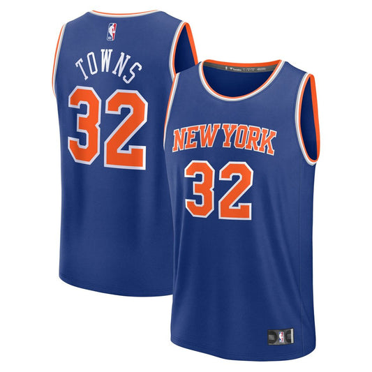 Karl-Anthony Towns New York Knicks Fanatics Youth Fast Break Replica Player Jersey - Blue - Icon Edition Official NBA Team Apparel Basketball Fan Gear
