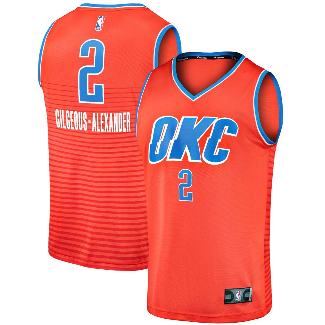 Shai Gilgeous-Alexander Oklahoma City Thunder Fanatics Fast Break Player Jersey - Statement Edition - Orange Official NBA Team Apparel Basketball Fan