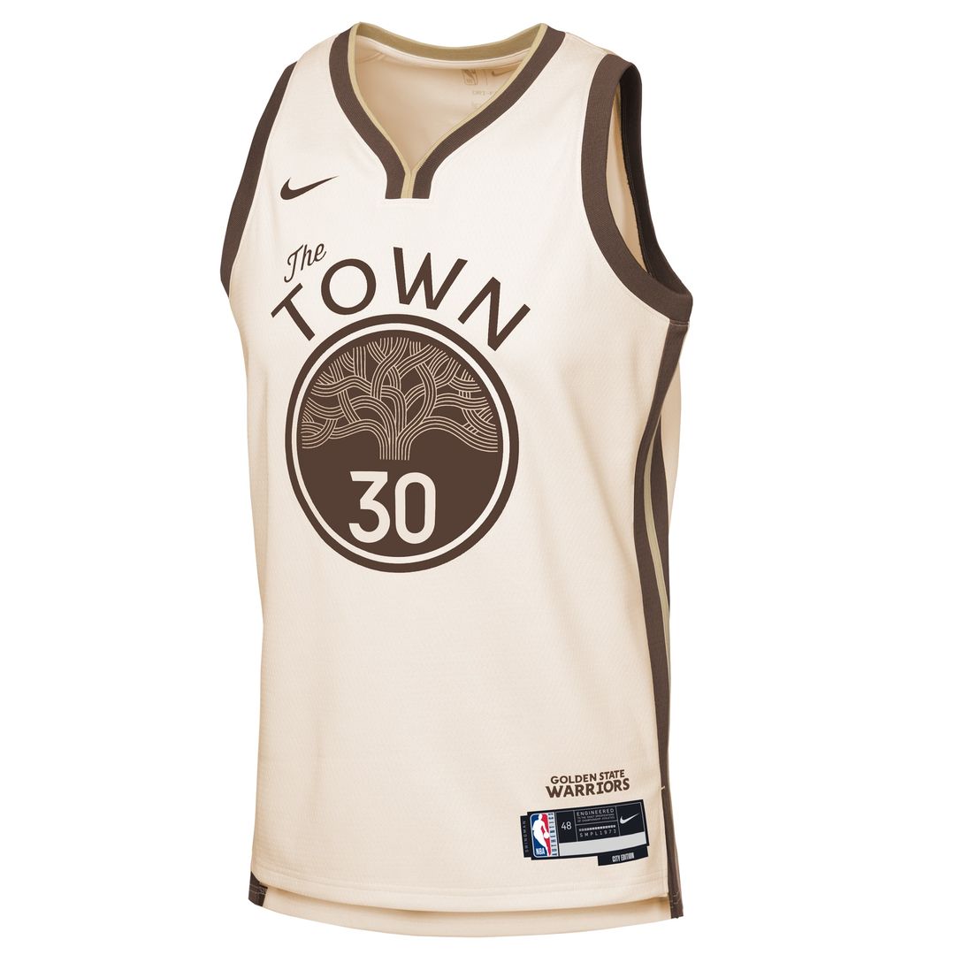 Stephen Curry Golden State Warriors Nike Youth 2025/26 City Edition Swingman Jersey - Tan Official NBA Team Apparel Basketball Fan Gear