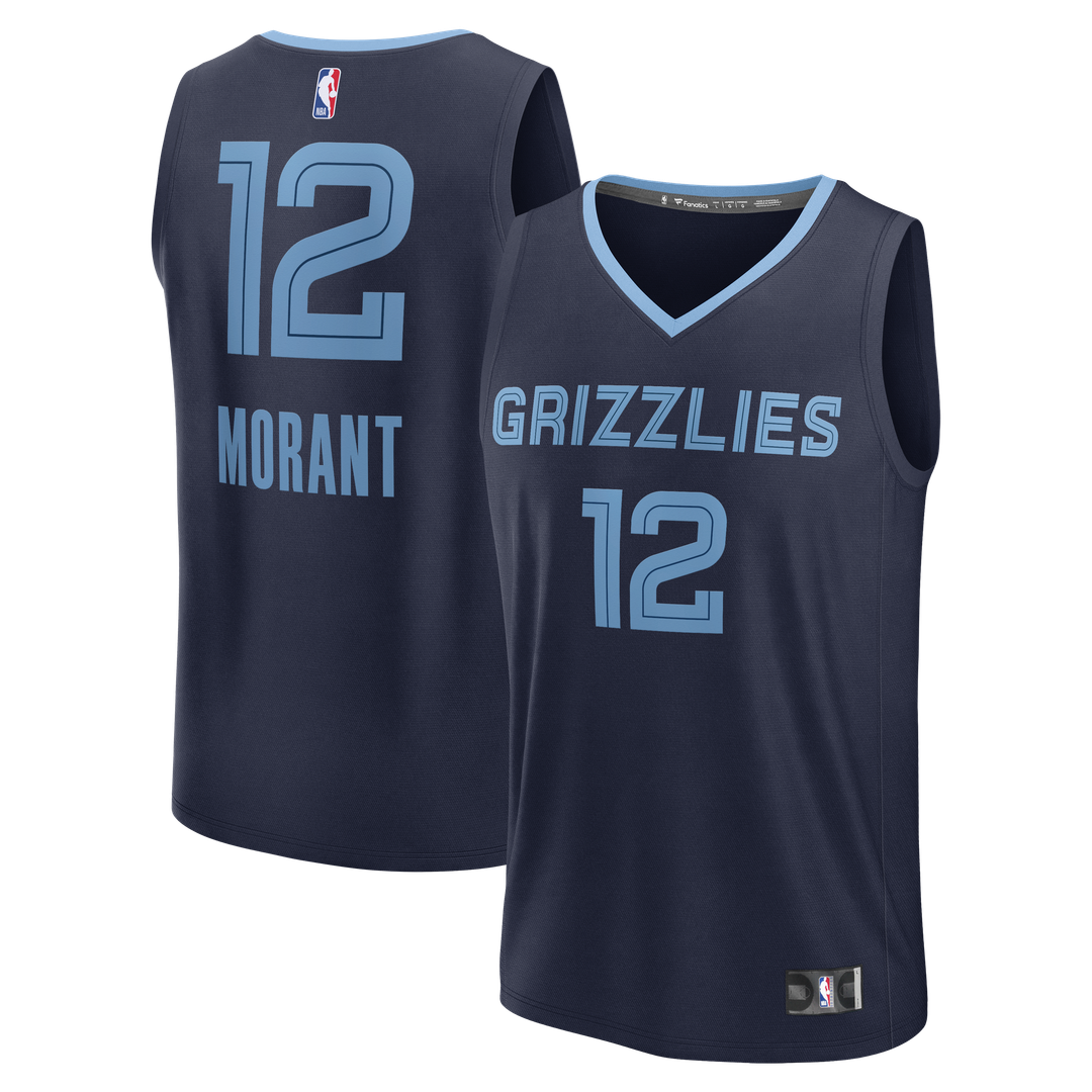 Ja Morant Memphis Grizzlies Fanatics Youth Fast Break Replica Player Jersey - Icon Edition - Navy Official NBA Team Apparel Basketball Fan Gear